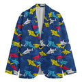 Doodle Shark Pattern Print Men's Cotton Blazer
