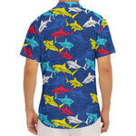 Doodle Shark Pattern Print Men's Deep V-Neck Shirt