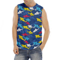 Doodle Shark Pattern Print Men's Fitness Tank Top