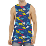 Doodle Shark Pattern Print Men's Muscle Tank Top