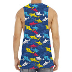 Doodle Shark Pattern Print Men's Muscle Tank Top