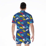 Doodle Shark Pattern Print Men's Rompers