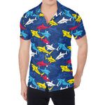 Doodle Shark Pattern Print Men's Shirt