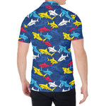 Doodle Shark Pattern Print Men's Shirt