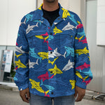 Doodle Shark Pattern Print Men's Shirt Jacket