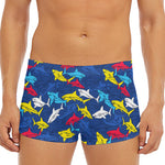 Doodle Shark Pattern Print Men's Short Boxer Briefs