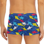 Doodle Shark Pattern Print Men's Short Boxer Briefs