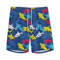 Doodle Shark Pattern Print Men's Athletic Shorts