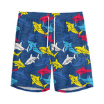 Doodle Shark Pattern Print Men's Sports Shorts