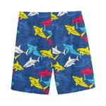 Doodle Shark Pattern Print Men's Sports Shorts
