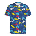 Doodle Shark Pattern Print Men's Athletic T-Shirt