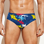 Doodle Shark Pattern Print Men's Swim Briefs