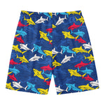 Doodle Shark Pattern Print Men's Swim Trunks