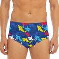 Doodle Shark Pattern Print Men's Triangle Swim Briefs
