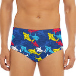 Doodle Shark Pattern Print Men's Triangle Swim Briefs
