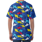 Doodle Shark Pattern Print Men's Velvet T-Shirt