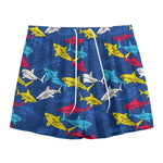 Doodle Shark Pattern Print Mesh Shorts