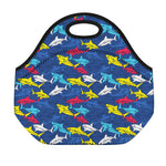 Doodle Shark Pattern Print Neoprene Lunch Bag