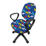 Doodle Shark Pattern Print Office Chair Cover
