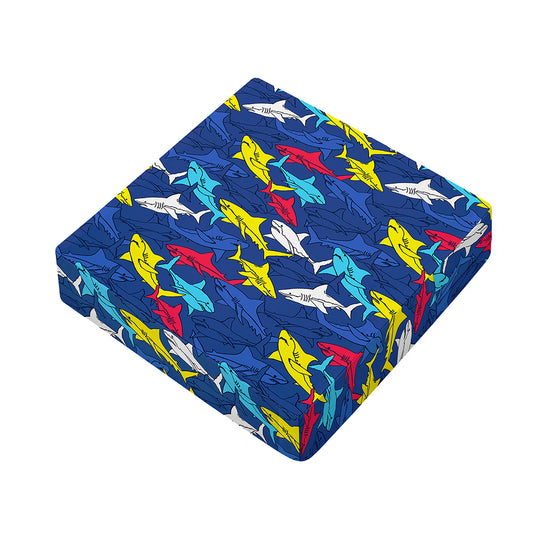 Doodle Shark Pattern Print Outdoor Seat Cushion Cover