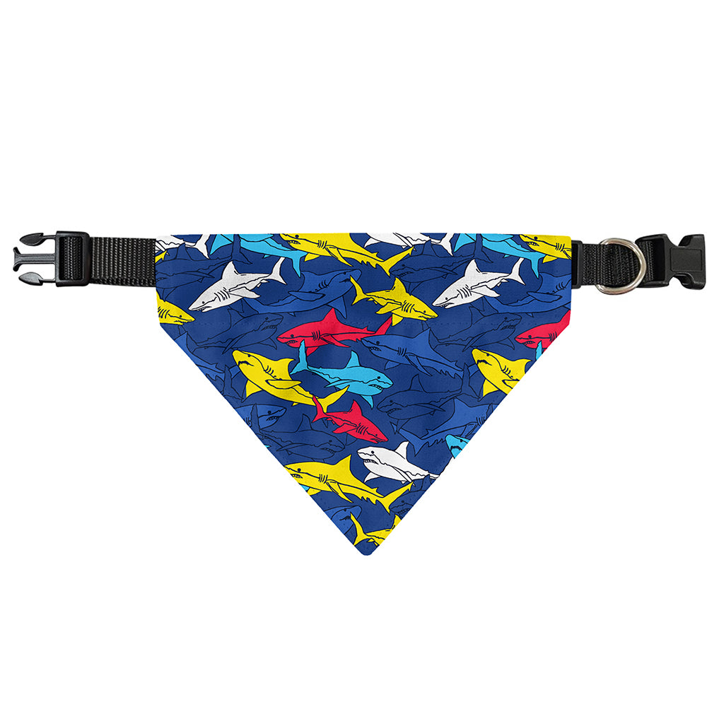 Doodle Shark Pattern Print Over The Collar Dog Bandana