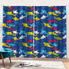 Doodle Shark Pattern Print Pencil Pleat Curtains