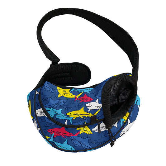 Doodle Shark Pattern Print Pet Sling Carrier