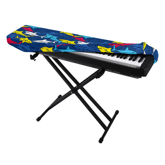 Doodle Shark Pattern Print Piano Keyboard Cover