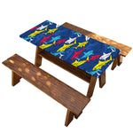 Doodle Shark Pattern Print Picnic Table Cover