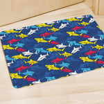 Doodle Shark Pattern Print Polyester Doormat