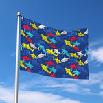 Doodle Shark Pattern Print Polyester Flag