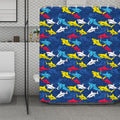 Doodle Shark Pattern Print Polyester Shower Curtain