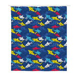 Doodle Shark Pattern Print Polyester Shower Curtain