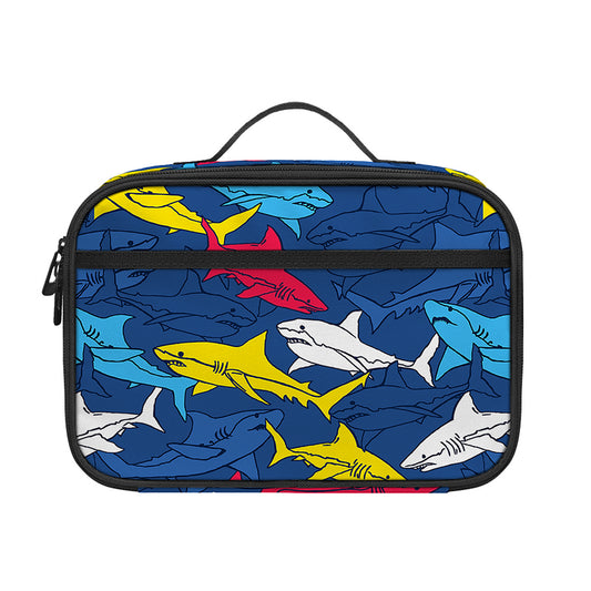 Doodle Shark Pattern Print Portable Lunch Bag