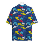 Doodle Shark Pattern Print Rayon Hawaiian Shirt