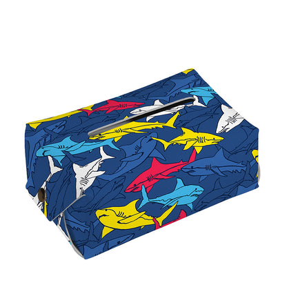Doodle Shark Pattern Print Rectangle Tissue Box Cover