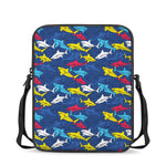 Doodle Shark Pattern Print Rectangular Crossbody Bag