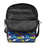 Doodle Shark Pattern Print Rectangular Crossbody Bag
