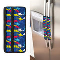 Doodle Shark Pattern Print Refrigerator Handle Covers
