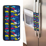 Doodle Shark Pattern Print Refrigerator Handle Covers