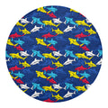 Doodle Shark Pattern Print Round Blanket
