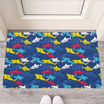 Doodle Shark Pattern Print Rubber Doormat