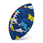 Doodle Shark Pattern Print Rugby Ball