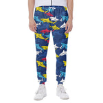 Doodle Shark Pattern Print Scuba Joggers