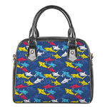 Doodle Shark Pattern Print Shoulder Handbag