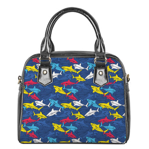 Doodle Shark Pattern Print Shoulder Handbag