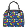 Doodle Shark Pattern Print Shoulder Handbag