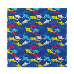 Doodle Shark Pattern Print Silk Bandana