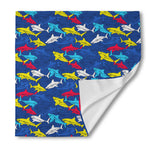 Doodle Shark Pattern Print Silk Bandana