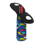 Doodle Shark Pattern Print Single Neoprene Wine Tote